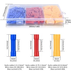 500PCS Butt Splice Connectors Insulated Electrical Straight Wire Crimp Terminals