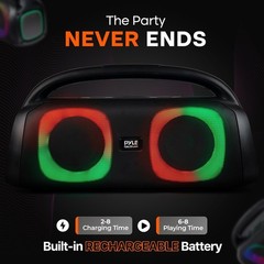 Pyle Wireless Portable LED Bluetooth Boombox Speaker FM Radio 160W Dual Speakers