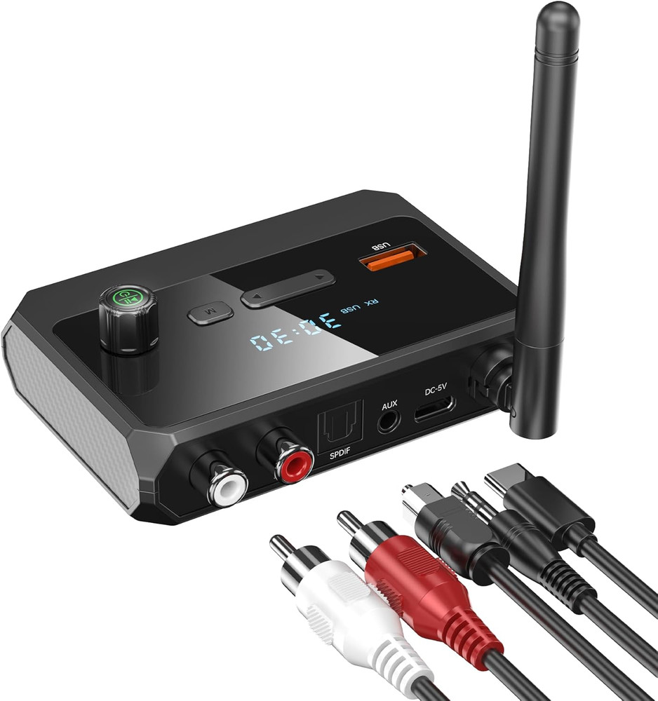 Bluetooth 5.4 Receiver Optical RCA AUX USB Adapter Low Latency Stereo Audio HD M