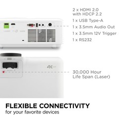 ViewSonic LX700-4K 3500 Lumens 4K UHD Laser Gaming Projector for Xbox (CR)