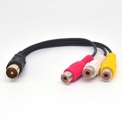 1pc 18cm TV Male Plug to 3 x RCA (Red+Yellow+White) Female Jack Adapter Cable