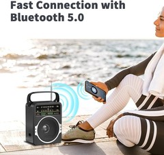 Lightweight AM FM Radio with 5W Loud Speaker & Bluetooth for Travel & Leisure
