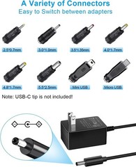 5FT 5V 2A Wall Charger with 8 Plug Types for Tablets and Small Electronics