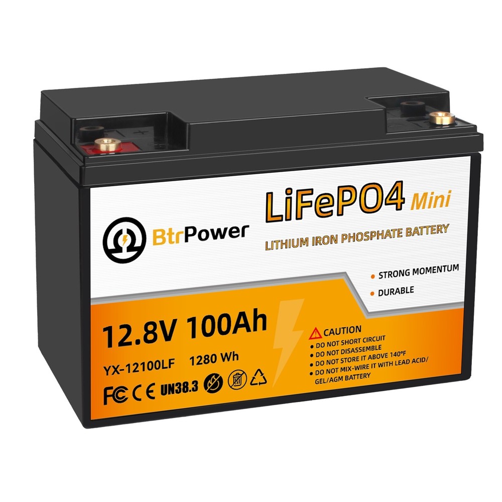 12V 100Ah LiFePO4 Deep Cycle Lithium Rechargeable Battery for RV Solar System