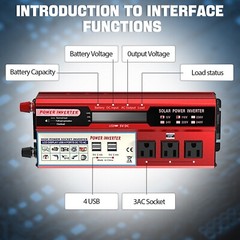 6000W LCD Car Power Inverter DC 12V To AC 110V Pure Sine Wave Solar Converter