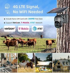 Xega 3G/4G LTE Cellular 2K HD Security Camera With SIM, Solar PTZ Camera