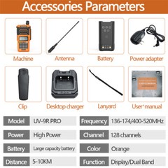UV 9R PRO Walkies Talkie VHF UHF Dual-Band Two-way Radio 10W FM Ham Radios