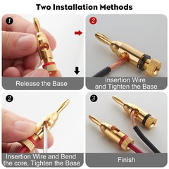WGGE WG-3334 24k Gold Plated Banana Plugs (Open Screw Type) (6 Pairs)