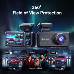 REDTIGER F17Elite 3 Channel 4K+2.5K+1080P Front Rear Inside 128GB Car Dash Cam
