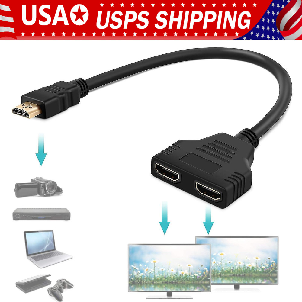 4K HDMI Cable Splitter Adapter 2.0 Converter 1 In 2 Out 1 Male to 2 Female
