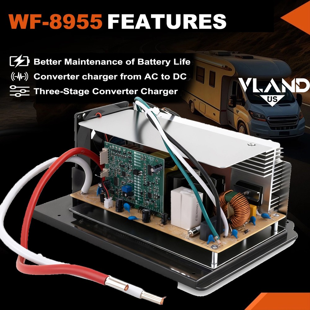 WF-8955-AD-MBA Main Board Assembly 55 Amp RV Converter Replacement Unit WF8955