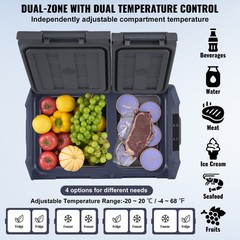 VEVOR Portable Car Refrigerator Freezer Compressor 40 L Dual Zone for Car Home