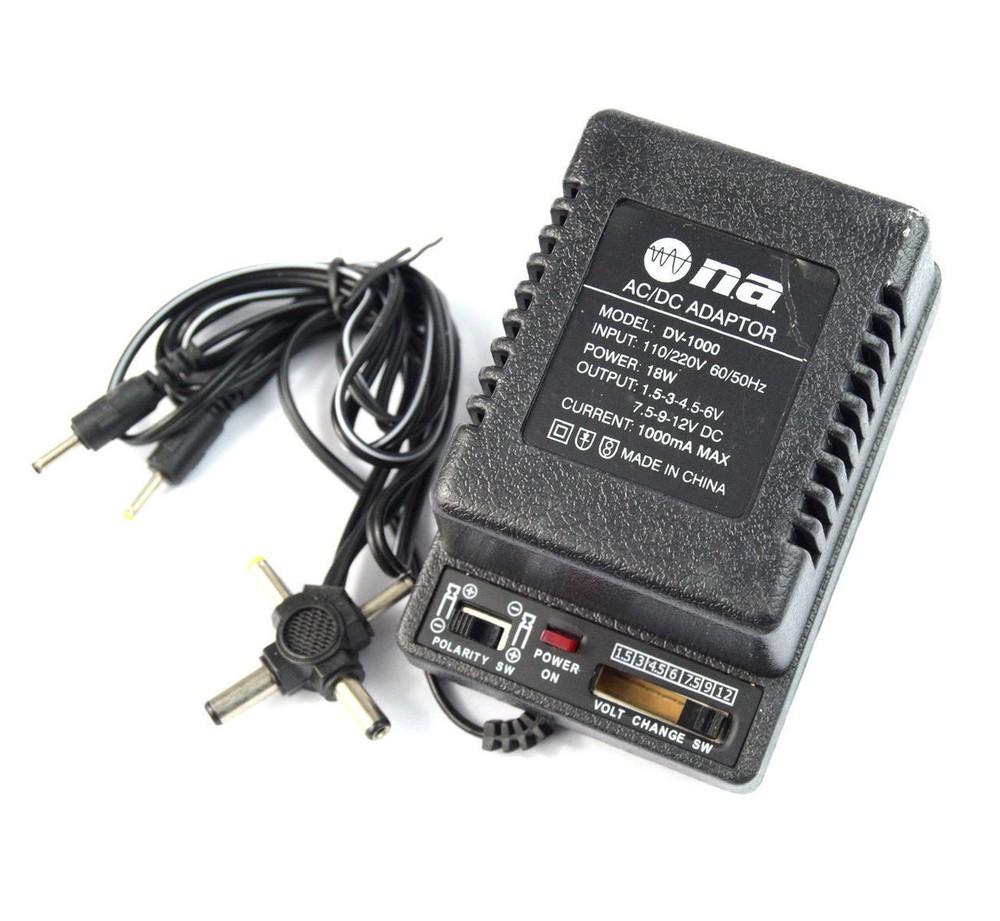 12 Volt Universal Power Supply 1 Amp AC DC Wall Plug 1.5v 3v 4.5v 6v 7.5v 9v 12v