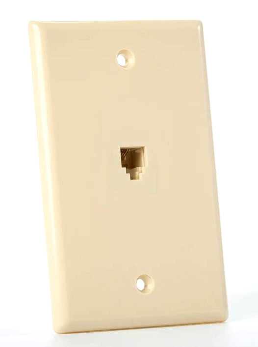 1-Port RJ11 6P4C Smooth Telephone Phone Jack Wall Plate Face Plate – Ivory