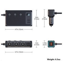 9 in 1 Car Cigarette Lighter Socket Splitter USB C Fast Charger Power Adapter