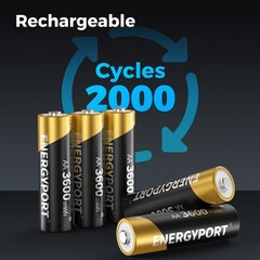 3600mWh 1.5V 12 Pack Rechargeable Lithium AA Batteries with Fast Charger Box