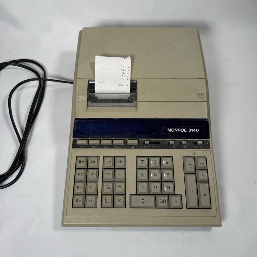 Monroe 3140 Vintage Desktop Adding Machine Calculator Printer Tested/Working