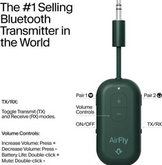 Bluetooth Wireless Transmitter Receiver 3.5mm Aux Jack Evergreen TS-2518 Twelve