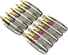 RCA Plug Solder Gold Audio Video Connectors (10 Pack)