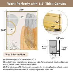 Floater Frame for 36×36 Canvas Paintings, DIY Metal Floating 36×36″, Gold