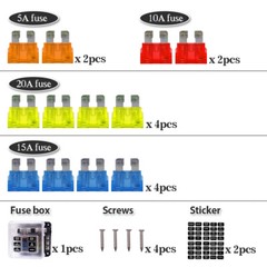 6 Way 12V 24V Auto Car Power Distribution Blade Fuse Holder Box Block Panel