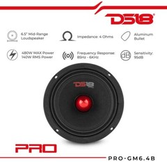 DS18 PRO-GM6.4B 6.5″ Car Speaker with Bullet 480W Max 4 Ohms – 2 Pack