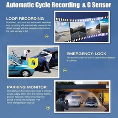 360 Degree 4 Lens 1080P Car Dash Cam Front Rear Inside Side DVR 64GB Memory Card