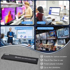 HDMI Splitter 1 in 12 Out, 4K@30Hz Powered Video Split Duplicator/Distributor…