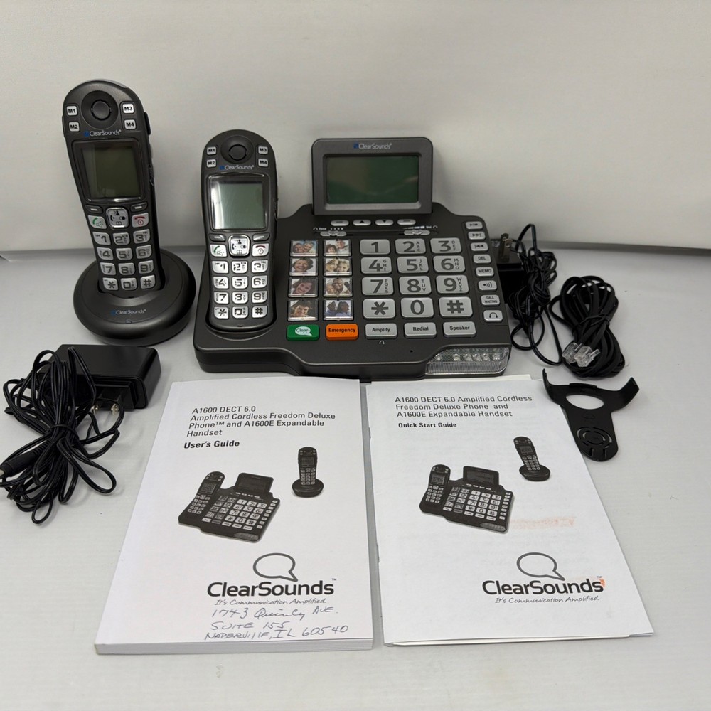 ClearSounds A1600 DECT 6.0 Amplified Cordless Base Phone System W/Handset & Manu