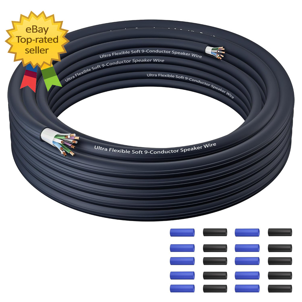 25FT 18 Gauge 9 Conductor Speaker Wire CCA Stranded Cable for Car Audio System
