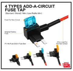 16 Pack 4 Types Fuse Tap, Upgraded 12V Car Add a Circuit Fuse Tap Kit – Standard