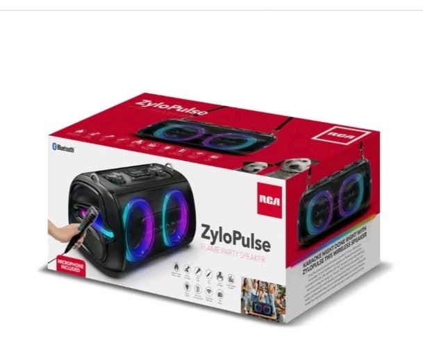 RCA ZYLO PULSE Double 4″ Bluetooth Speaker Microphone/Carry Strap FM/USB/TF/AUX