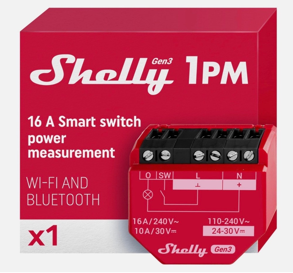 (3) Lot of three – Shelly – 1Pm Gen3 16 A Smart Switch – NEW