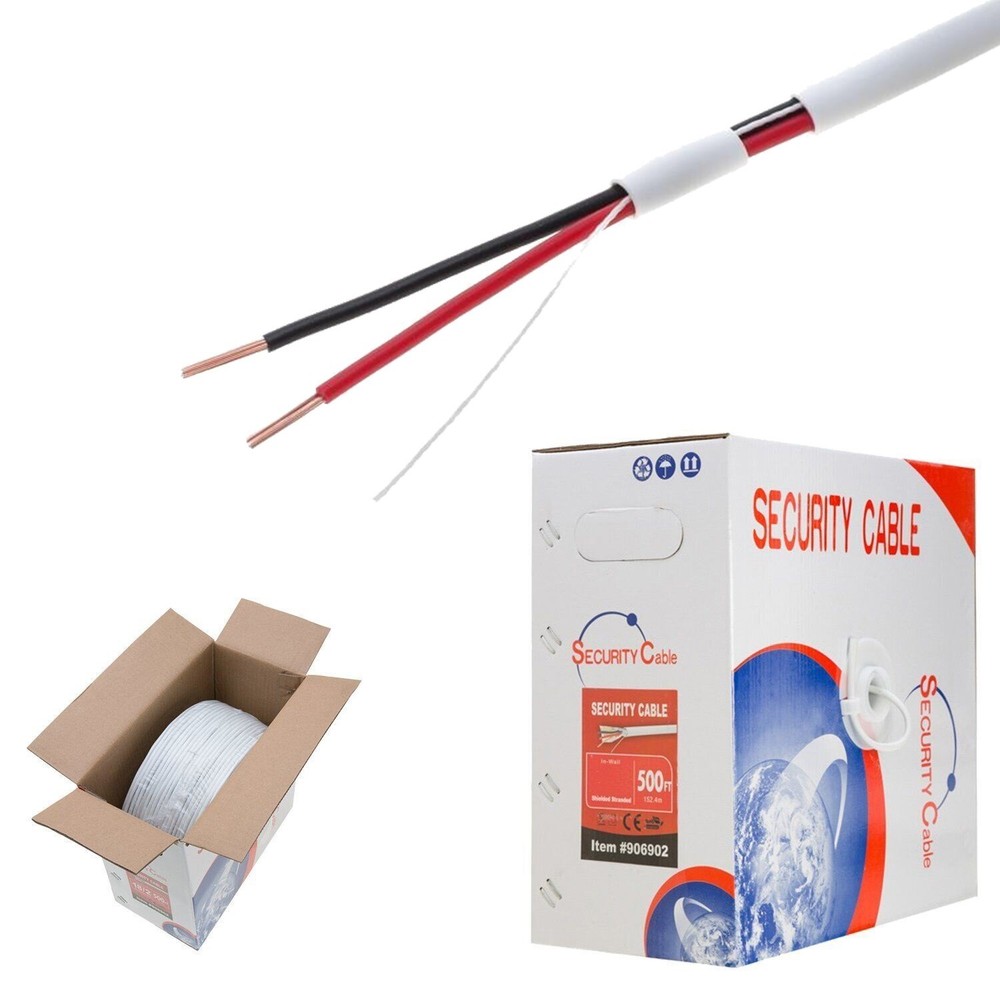 500FT Security Cable 18/2AWG Stranded Unshielded Fire Burglar Alarm CCTV Wire