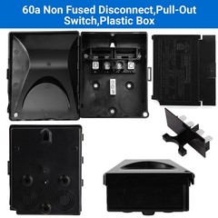 60 Amp AC Disconnect Box Outdoor Plastic, 120/240VAC Non-Fuse Pull Out Switch…