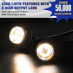 Amber White LED Emergency Strobe Lights Kit Hideaway Strobe 2PCS Amber/White