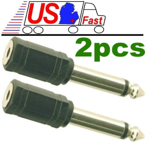 2 PACK 3.5mm 1/8″ Female Plug Mono TS to 6.35mm 1/4″ Male Jack Audio Adapter