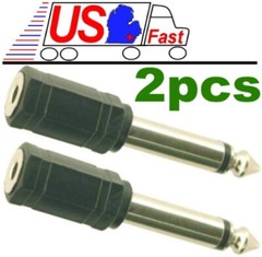 2 PACK 3.5mm 1/8″ Female Plug Mono TS to 6.35mm 1/4″ Male Jack Audio Adapter