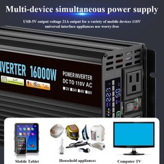 16000W Car Power Inverter DC 12V To AC 110V Pure Sine Wave Solar Converter LCD