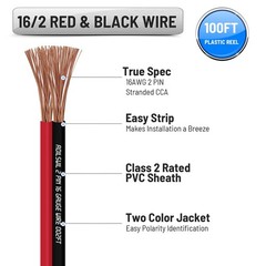 ADILSWIL 16AWG 50FT Speaker Wire, 2 Conductors 50FT, CCA