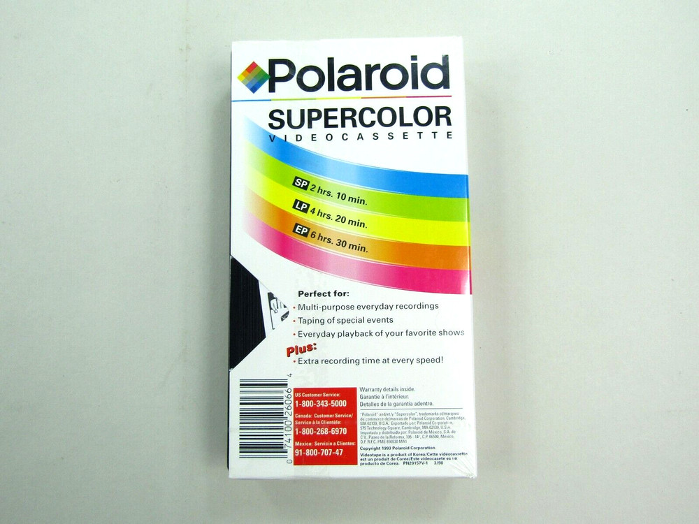 VTG Polaroid Supercolor Videocassette T-120 Extra 6.5 Hours 30 Minutes Extra New