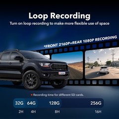 REDTIGER 4K Dash Camera 32GB SD Card Front and Rear Dash Cam WIFI&GPS With