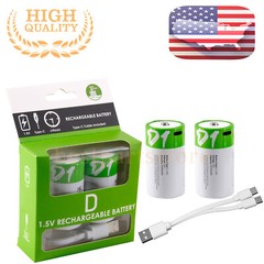 USB 12000mWh Rechargeable D Size Lithium ion Batteries LR20 1.5V with Cable Lot