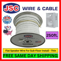 14 AWG Flat Speaker Wire 250ft Pure Copper PVC 2 Conductor Audio Cable USA Made