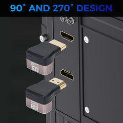 8K 90 Degree HDMI 2.1 Adapter 2 Pack, (Up and Down) Right Angle HDMI Male to Fem