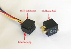 5PCS. 12V DC 30/40A WATERPROOF SPDT RELAYS + 5PCS HD INTERLOCKING 5 PIN SOCKETS