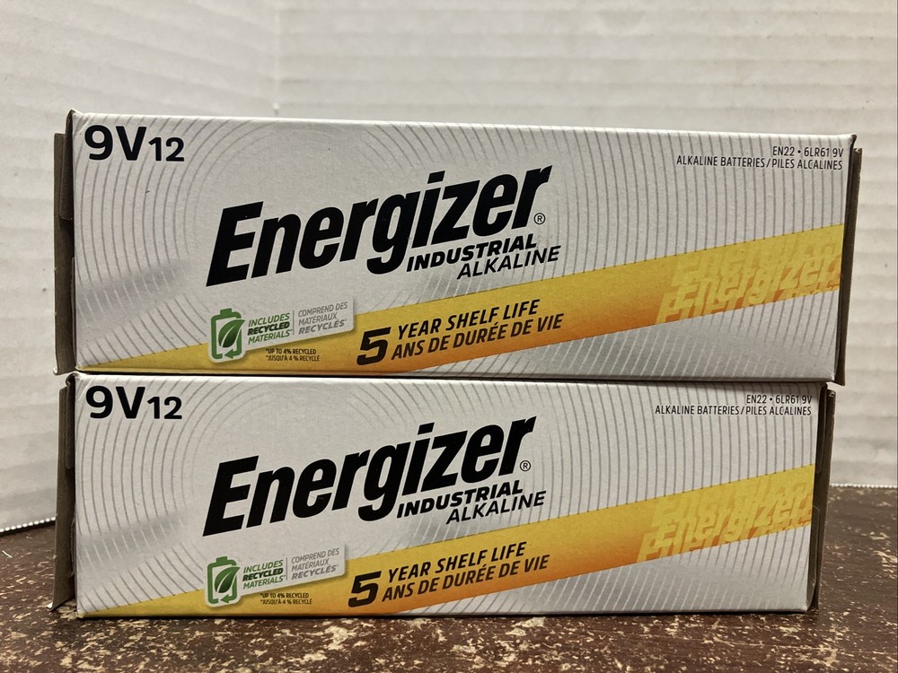 24 Energizer Industrial 9 Volt 9V Alkaline Batteries EN22, 6LF22, 6AM6, 12/2031