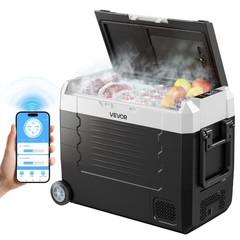 VEVOR Car Refrigerator 48 QT Compressor Electric Cooler with Wheels & Dual Zone