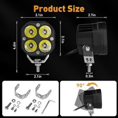LED Pods Light, 4 Inch LED Fog Lights White, 40W Led Cube Lights Off Road