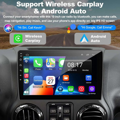 64GB For Jeep Wrangler 2007-2017 Car Stereo Apple CarPlay Android 15 Radio GPS
